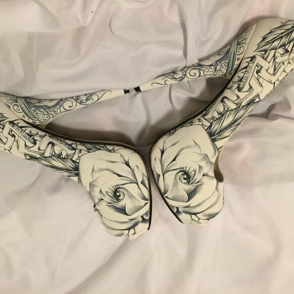 Iron Fist Women's Peep Toe Pump Bonebreaker Key to My Sole Shoes SZ 7 L.A. Woods - Picture 13 of 14